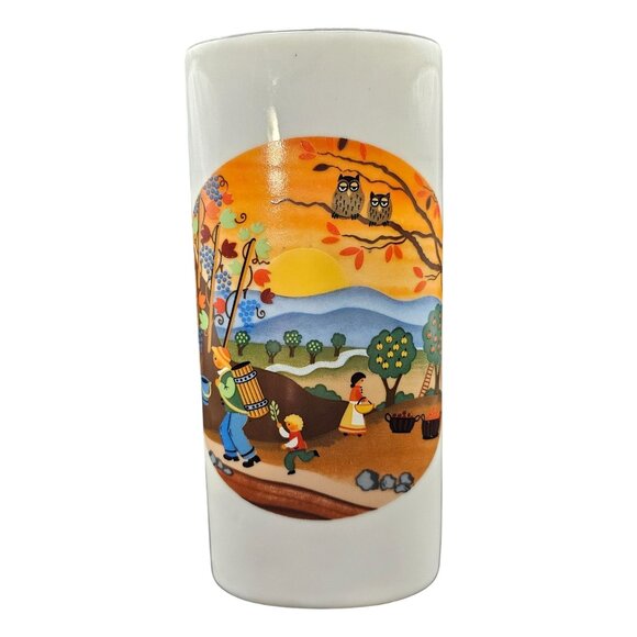 Vintage Reutter Porzellan West Germany Fall Scene Vase - Picture 1 of 14